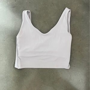 White workout longline crop with bra. Cross back